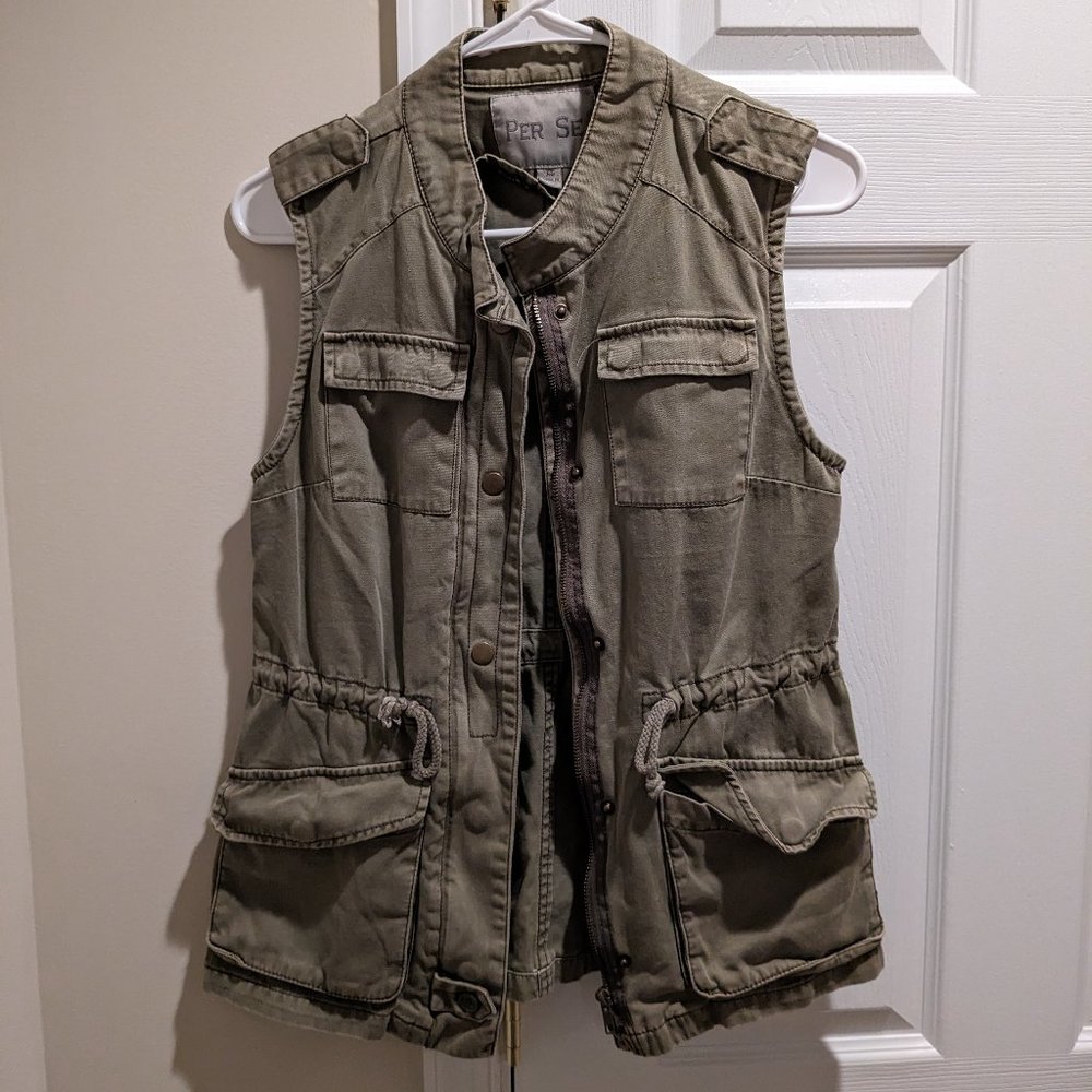 Per Se Army Green Utility Vest Size XS